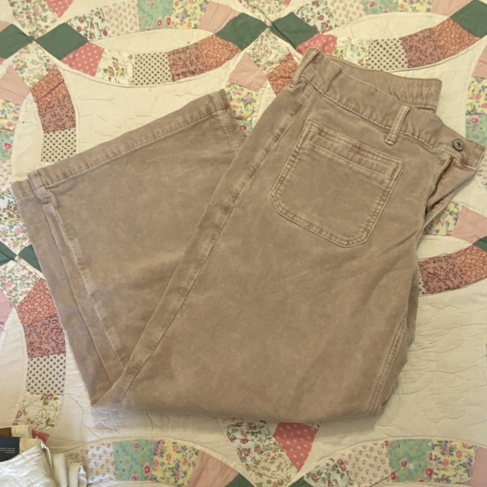 American Eagle Outfitters Low Rise Baggy Corduroy Stretch Pants Beige